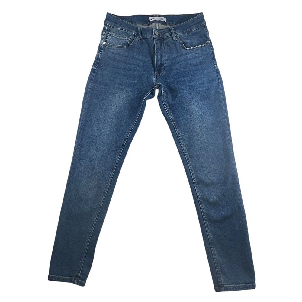 ZARA‎ Men's Jeans Blue Denim Slim Fit Waist 32 Made in Morocco Stretch